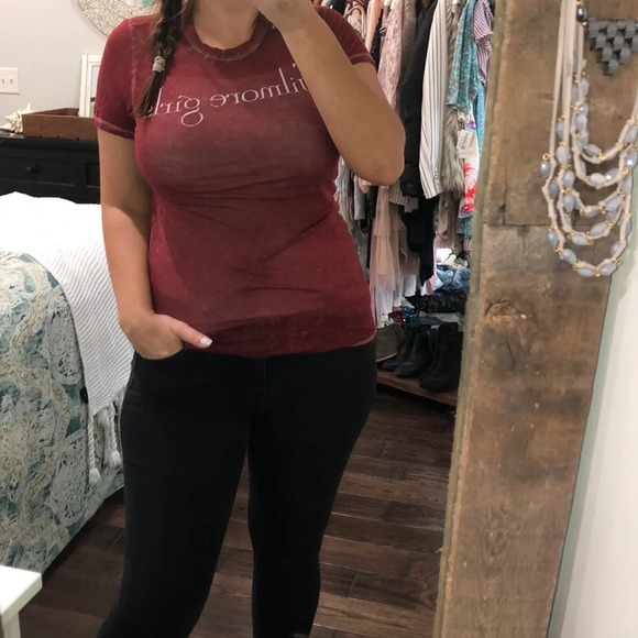 Gilmore Girls small burnout burgundy T-shirt - Picture 1 of 4